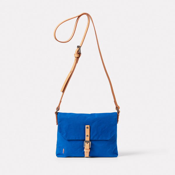 Waste You Want Friday Waxed Cotton Crossbody Bag in Royal Blue