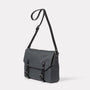 Jeremy Small Waxed Cotton Satchel in Dark Grey side view
