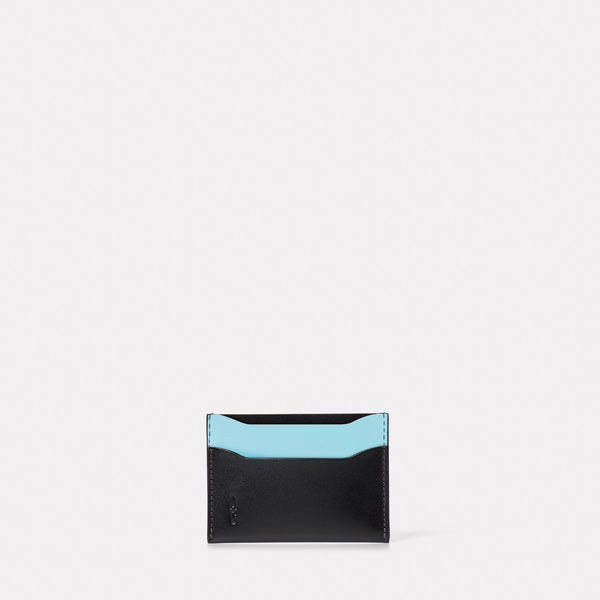 Waste You Want Pete Leather Card Holder in Green and Blue front