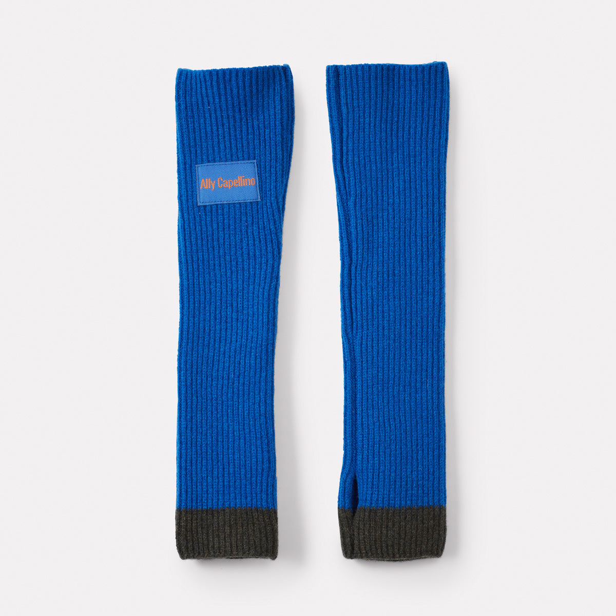 Lambswool Wrist Warmers in Green Seaweed and Speedwell