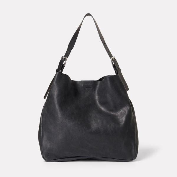 Cleve Large Calvert Leather Shoulder Bag in Black