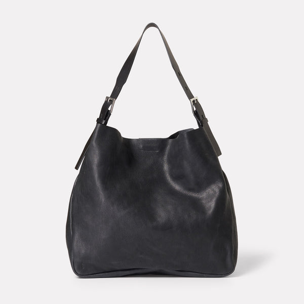 Cleve Large Calvert Leather Shoulder Bag in Black