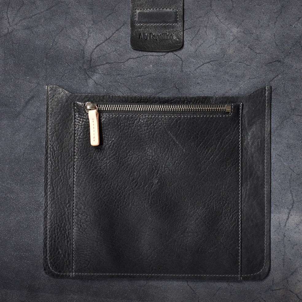 Cleve Large Calvert Leather Shoulder Bag in Black