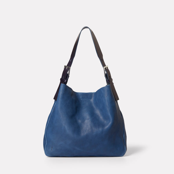 Womens, shoulder bag, SS19, veg tan leather, handbag, leather bags, womens leather bag, leather handbag, blue handbag, blue leather, navy, navy leather bag, womens blue leather bag, womens navy bag, cobalt blue