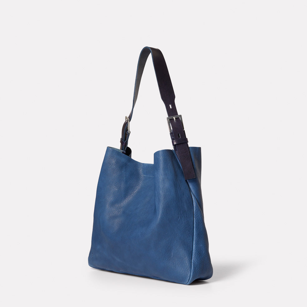 Cleve Calvert Leather Shoulder Bag in Navy
