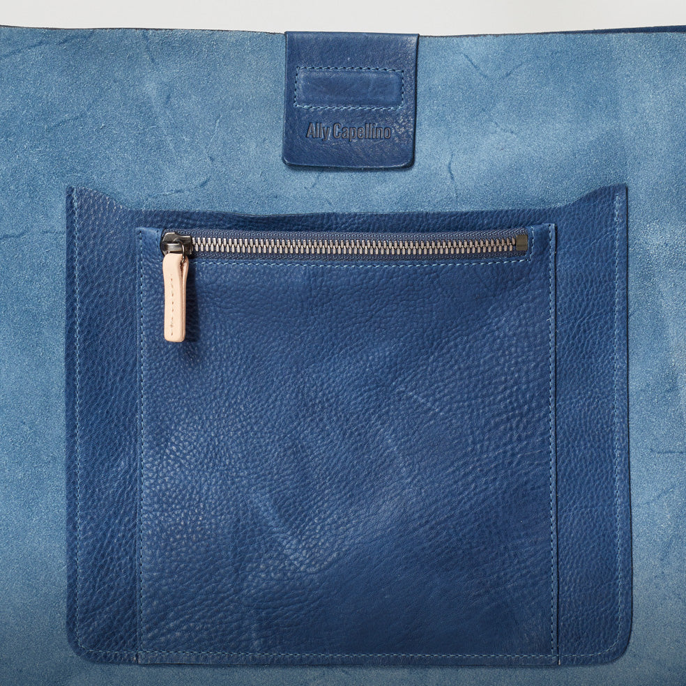 Cleve Calvert Leather Shoulder Bag in Navy