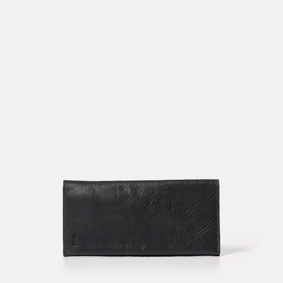 Evie Long Leather Purse in Black Old