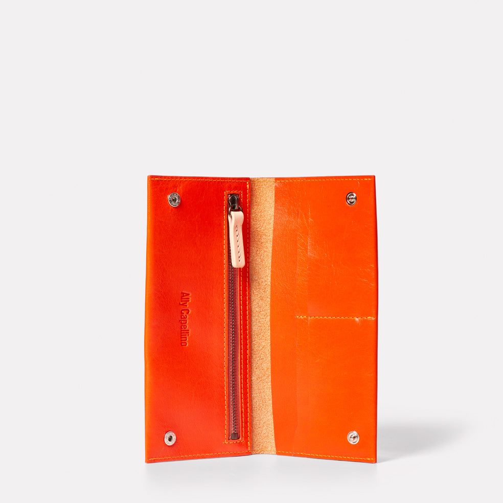 Evie Long Boundary Leather Purse in Flame