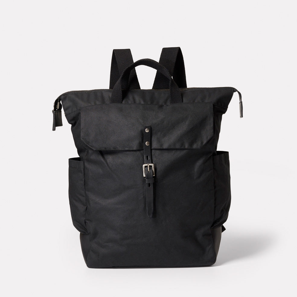 Fin Waxed Cotton Backpack in Black – Ally Capellino