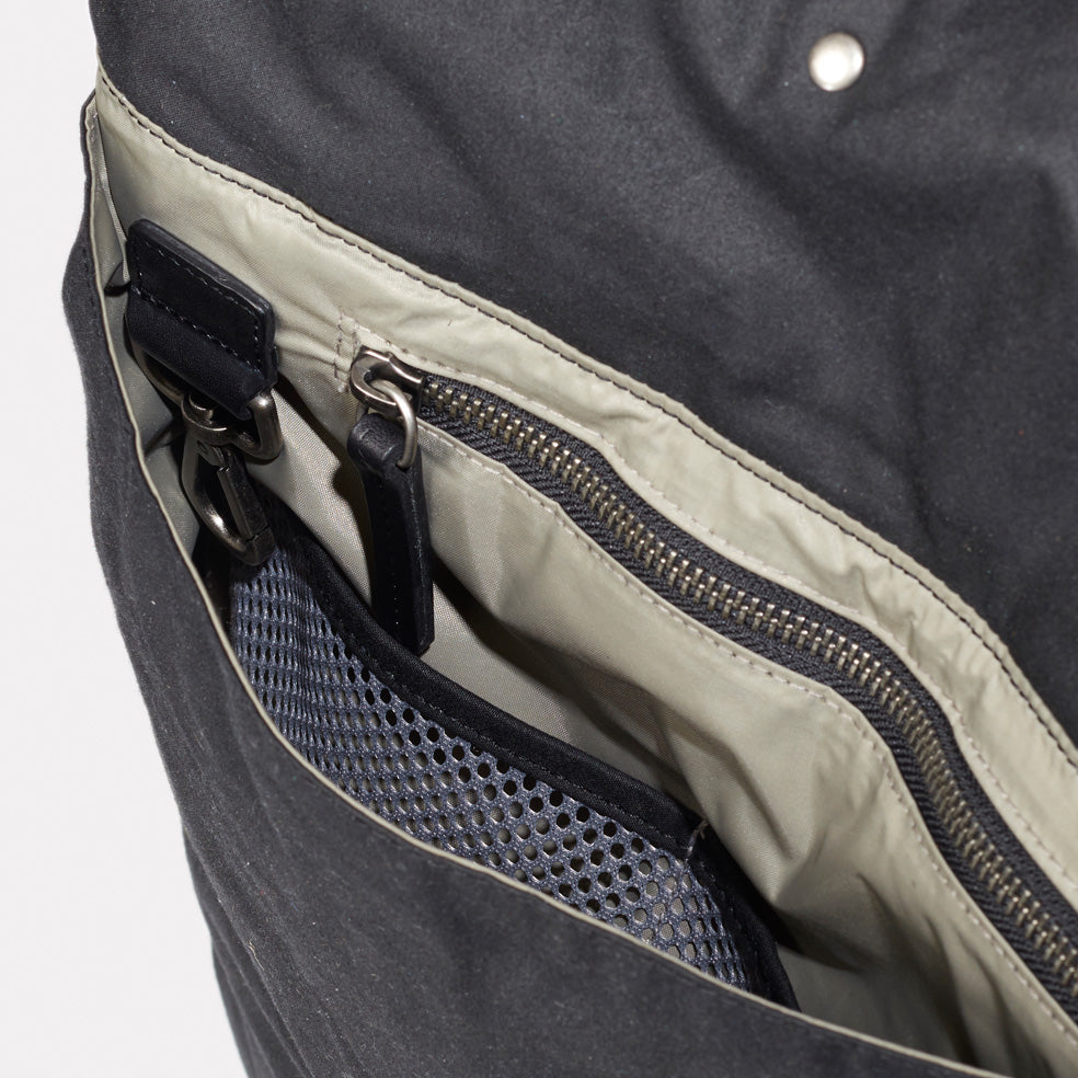 Fin Waxed Cotton Backpack in Black Ally Capellino