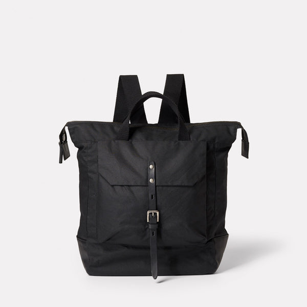 Frances Waxed Cotton Rucksack in Black-Backpacks-Ally Capellino-Ally Capellino