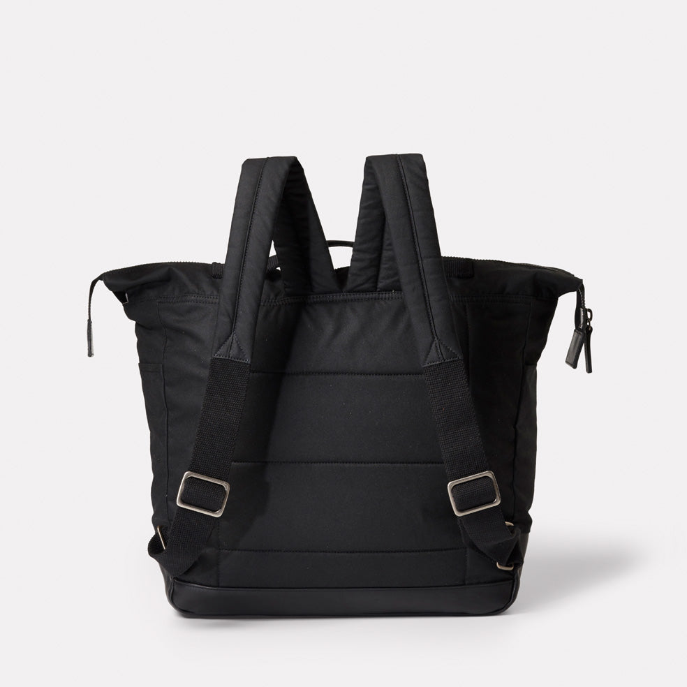 Frank Large Waxed Cotton Rucksack in Black