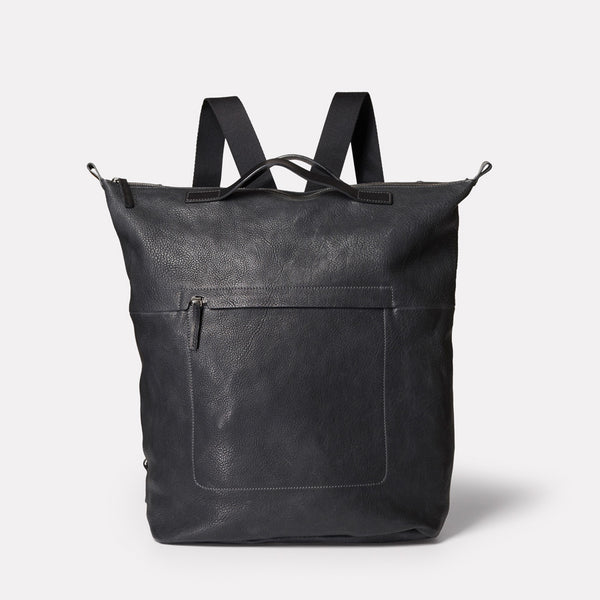 SS19, mens, womens, leather, backpack, rucksack, black, black leather, black rucksack, black backpack, black leather backpack, black leather rucksack, 15 inch laptop, 13 inch laptop,