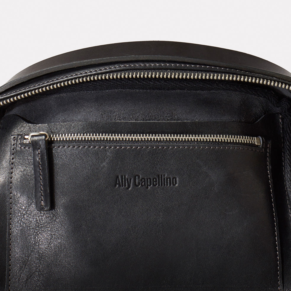 Leila Medium Calvert Leather Crossbody Bag in Old Black