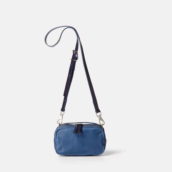 Leila Small Calvert Leather Crossbody Bag in Navy