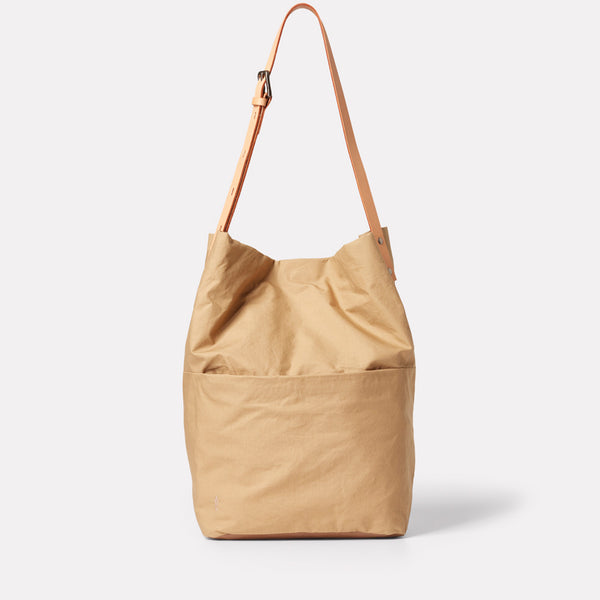 Lloyd Waxed Cotton Bucket Bag in Sand-SHOULDER BAG-Ally Capellino-Ally Capellino