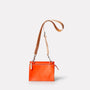 Lockie Boundary Leather Crossbody Lock Bag in Flame/Natural