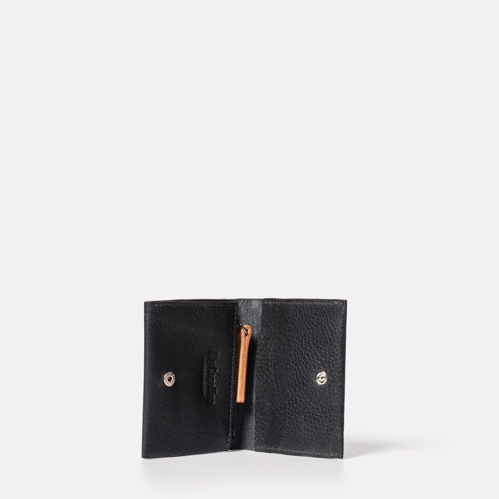 Riley Leather Coin Card Purse in Black