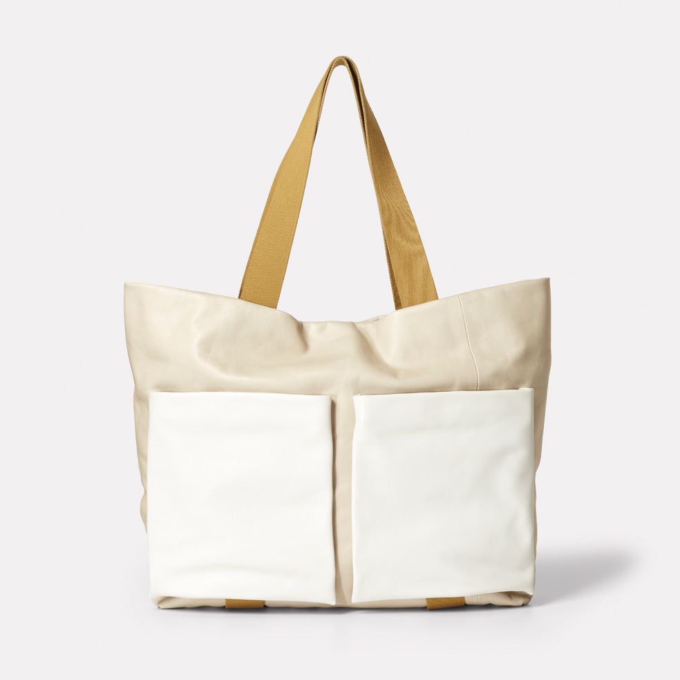 Toto Camlet Leather Tote Bag in Stone