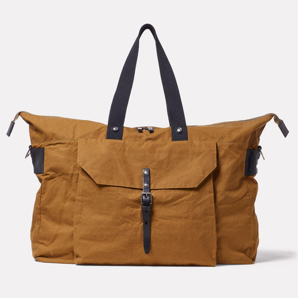 Freddie Waxed Cotton Holdall in Breen Front