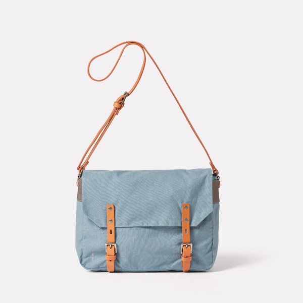 Jeremy Small Waxed Cotton Satchel in Blue