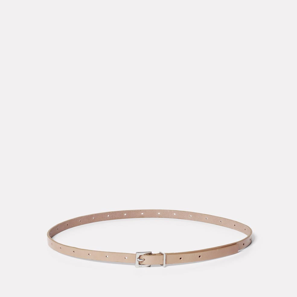 Etty Slim Leather Belt in Grey