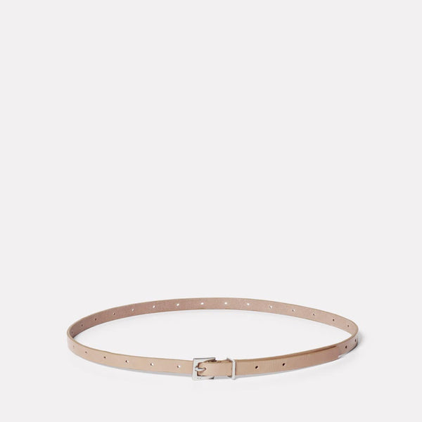 Etty Slim Leather Belt in Grey