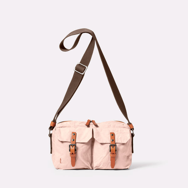 Franco Waxed Cotton Crossbody Bag in Light Pink Front