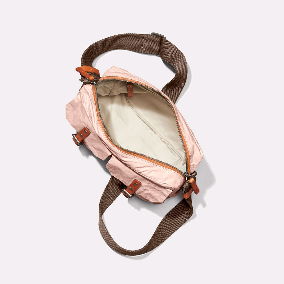 Franco Waxed Cotton Crossbody Bag in Light Pink Ally Capellino