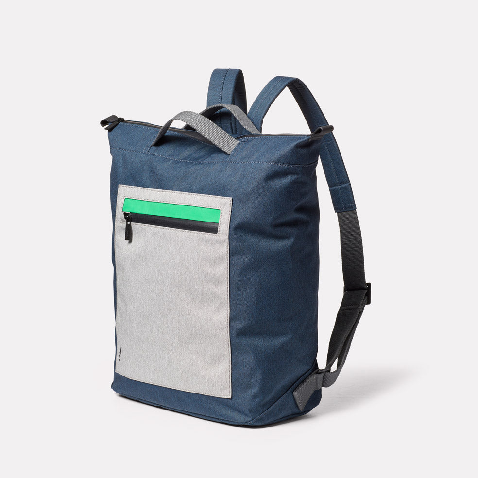Hoy Non Leather Travel Cycle Backpack in Navy/Grey