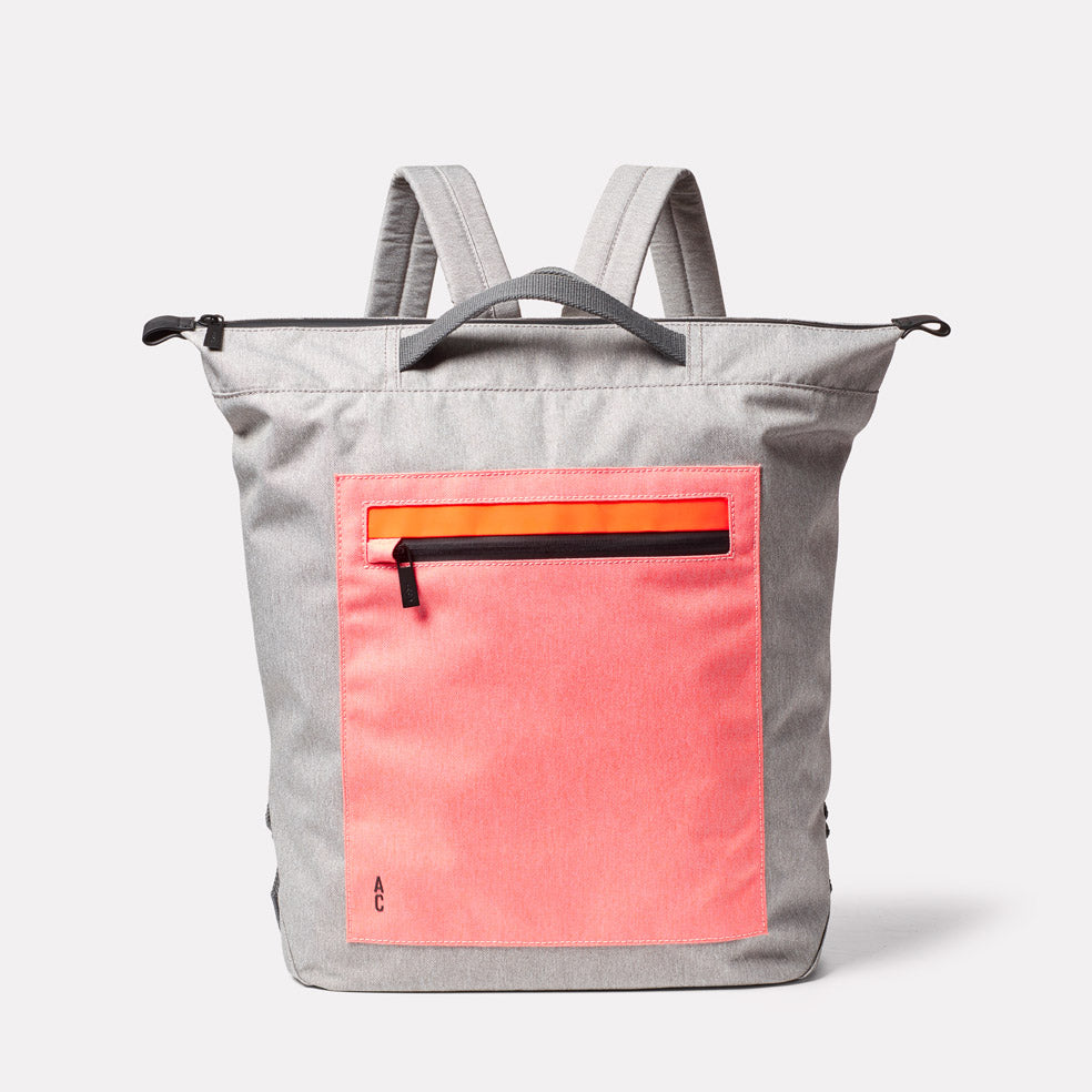 Hoy Non Leather Travel Cycle Backpack in Grey/Orange
