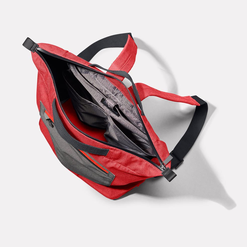 Hoy Travel and Cycle Backpack in Red & Drizzle