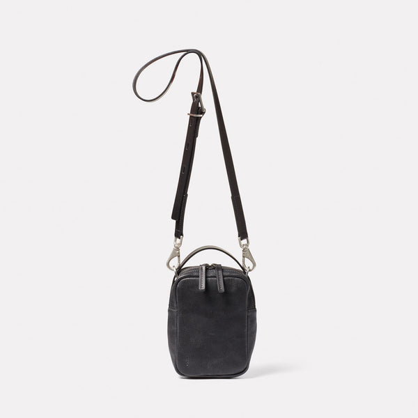 Hurley Calvert Leather Crossbody Bag in Black Front
