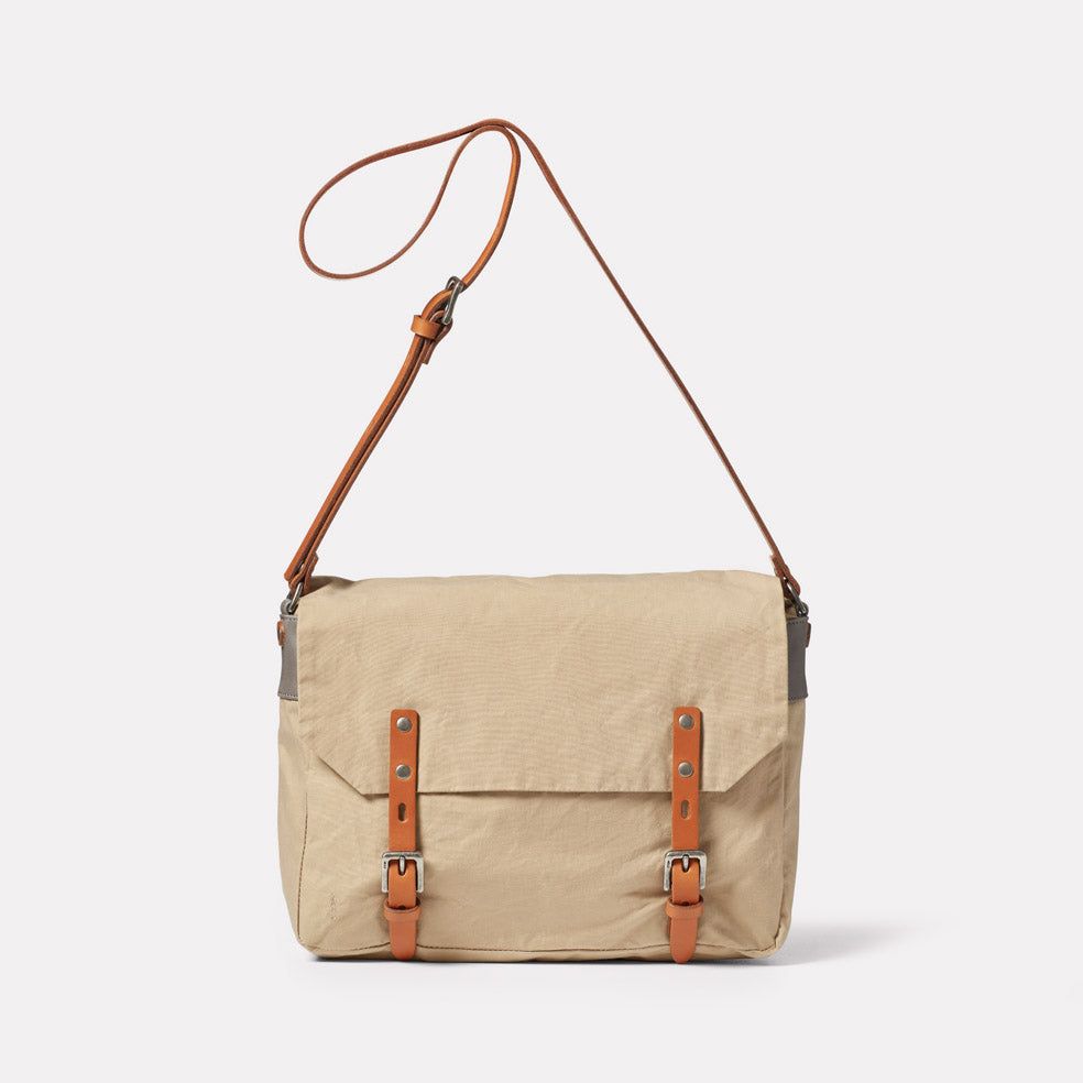 Jeremy Small Waxed Cotton Satchel in Putty