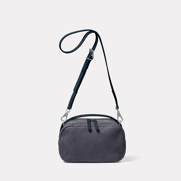 Leila Medium Calvert Leather Crossbody Bag in Dark Skies Front