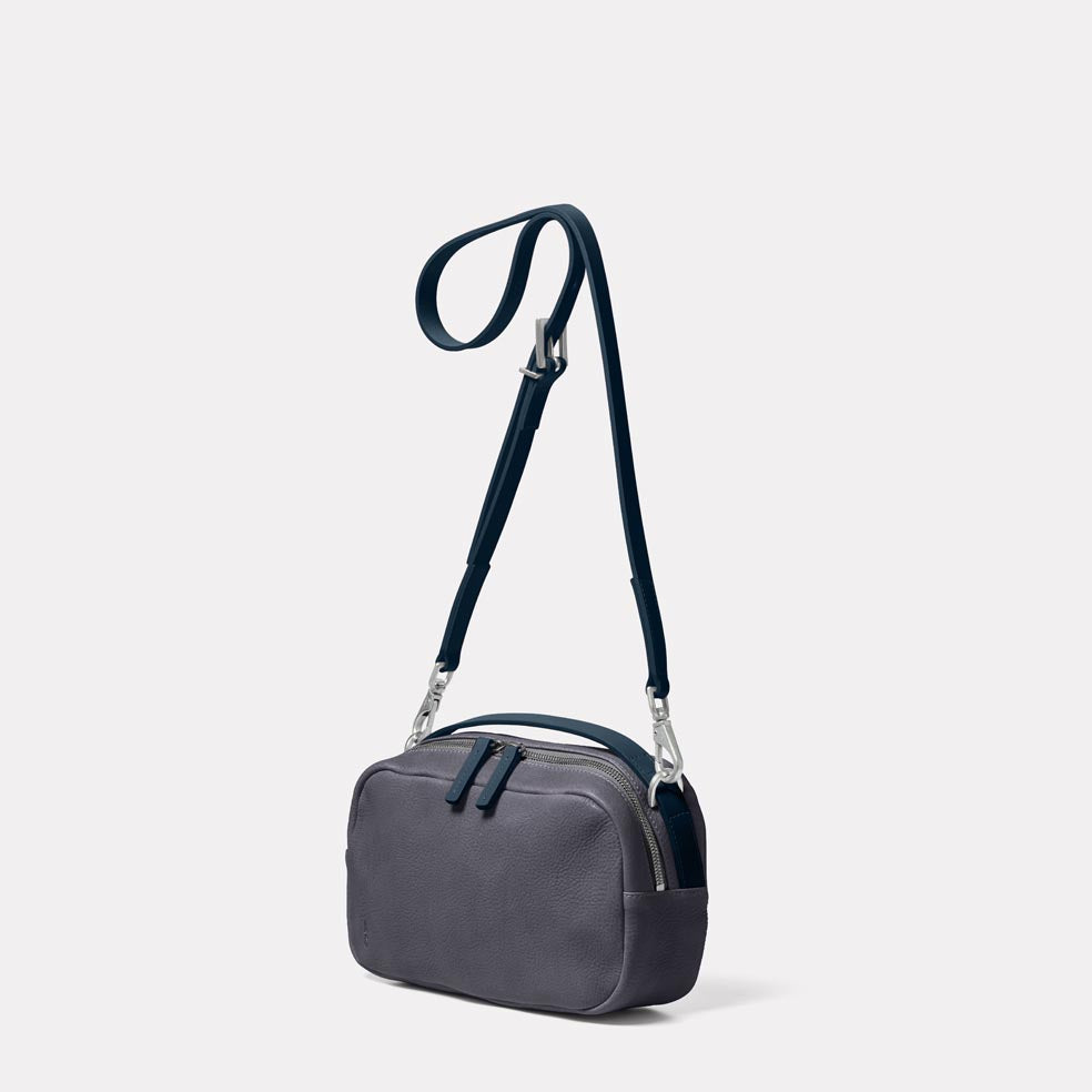 Leila Medium Calvert Leather Crossbody Bag in Dark Skies