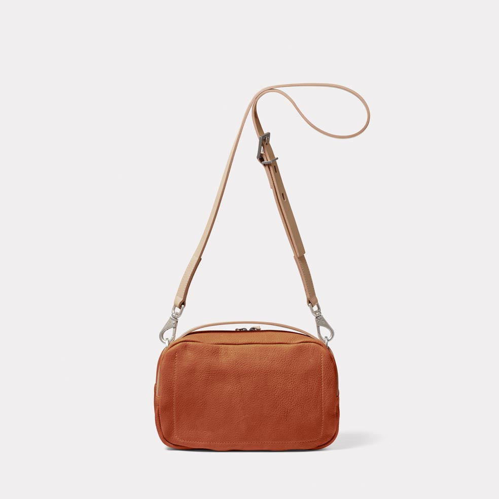Leila Medium Calvert Leather Crossbody Bag in Tan