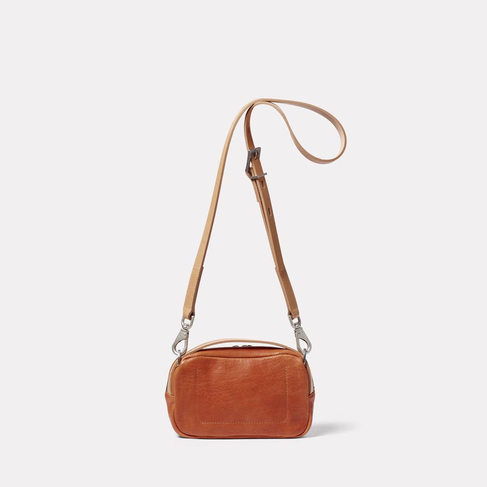 Leila Small Calvert Leather Crossbody Bag in Tan