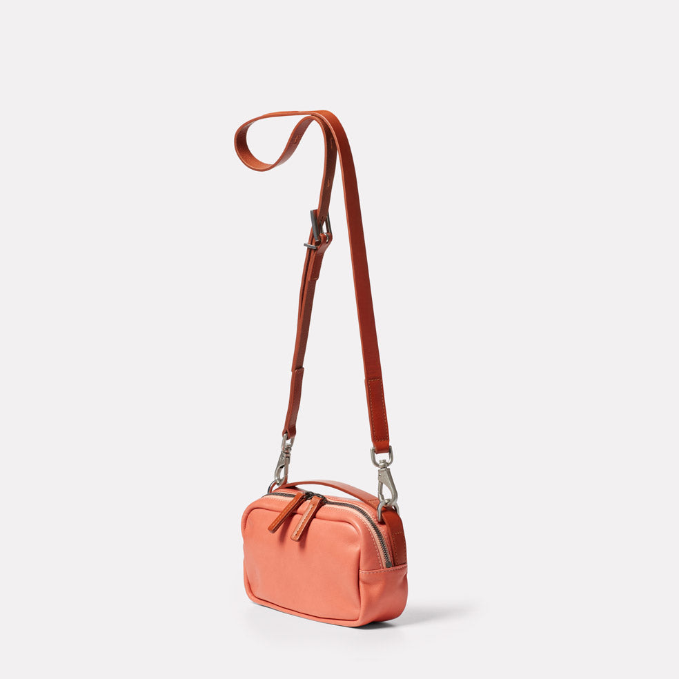 Waste You Want Leila Leather Crossbody Bag in Coral