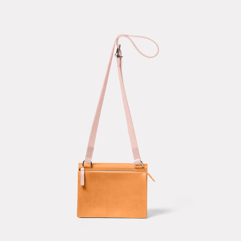 Lockie Boundary Leather Crossbody Lock Bag in Apricot