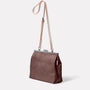 Maxine Leather Frame Crossbody Bag in Brown/White Angle