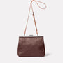 Maxine Leather Frame Crossbody Bag in Brown/White Back