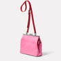 Maxine Leather Frame Crossbody Bag in Pink/Red Angle