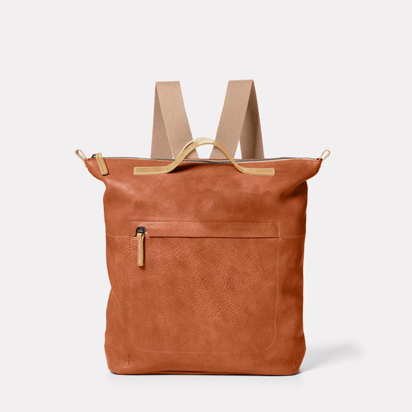 Hoy Mini Leather Backpack in Tan Front
