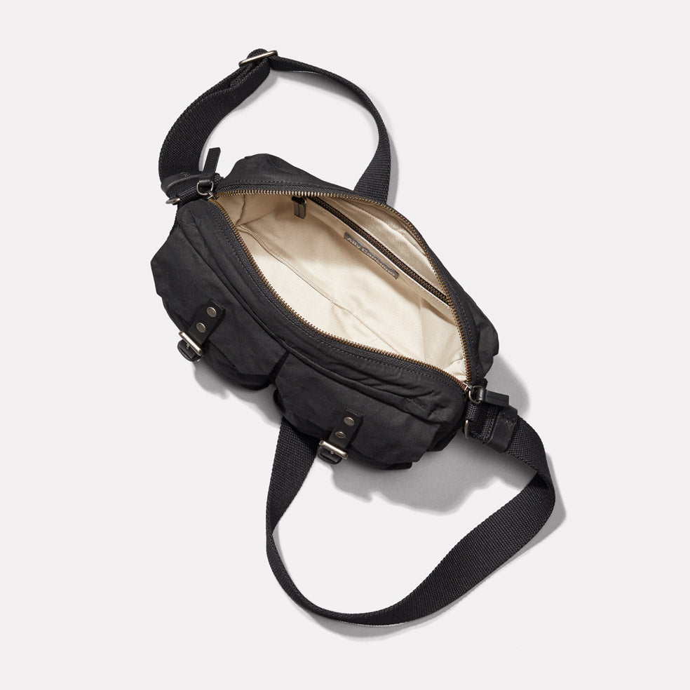 Franco Waxed Cotton Crossbody Bag in Black