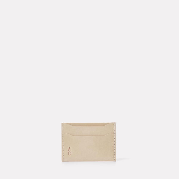 Pete Calvert Leather Card Holder in Grey Front