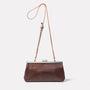 Roxie Leather Frame Crossbody Bag in Brown/White Front