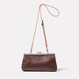 Roxie Leather Frame Crossbody Bag in Brown/White Back