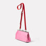 Roxie Leather Frame Crossbody Bag in Pink/Red Angle