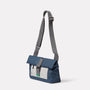 Travis Non Leather Travel Cycle Satchel in Navy/Grey with strap